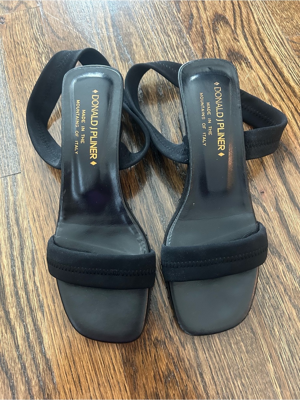 Donald J. Pliner Black Square-Toe Strappy Heels